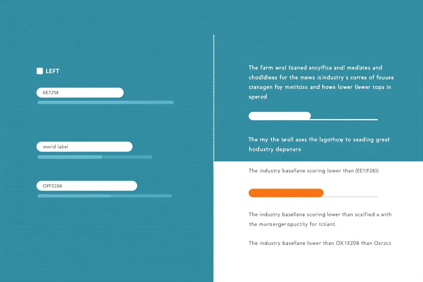 Paired editorial comparison panels diagram with deep-teal Oath scores on the left and oxblood industry-baseline scores on the right on a white newsroom data-desk ground